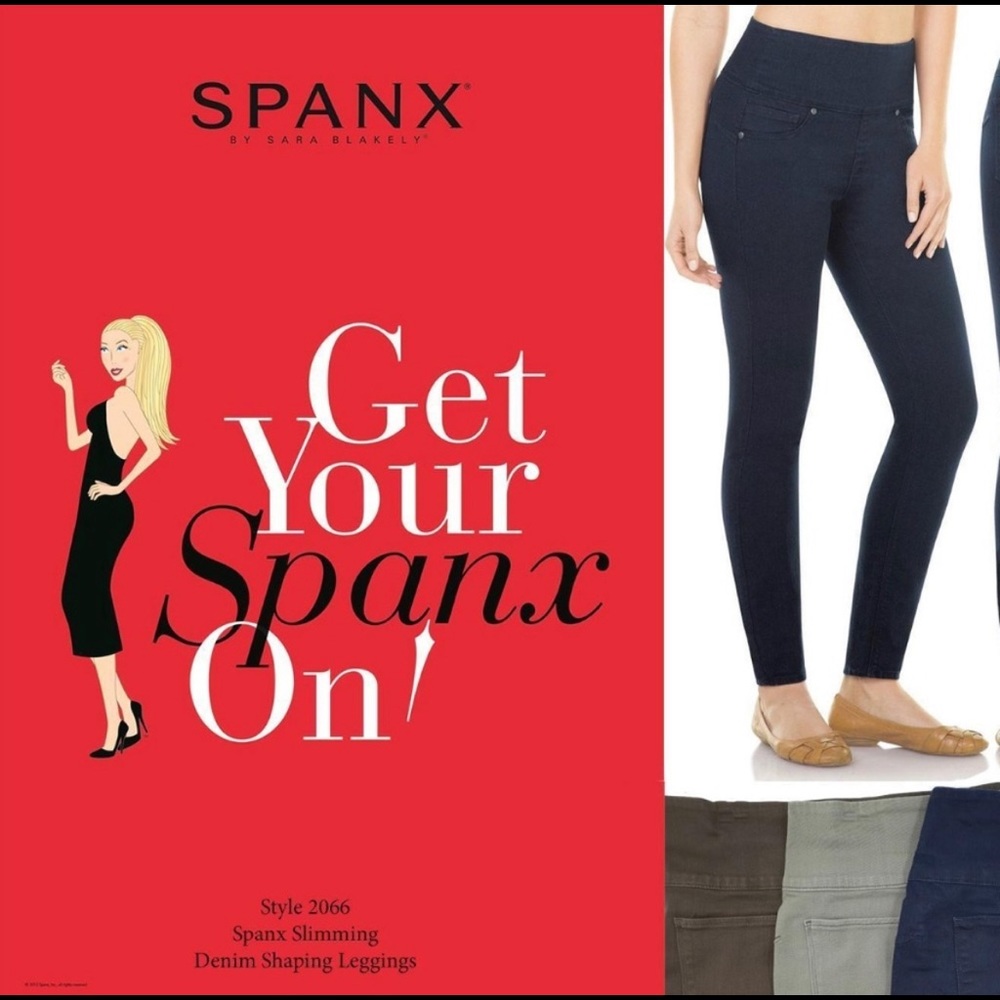 SPANX Alexia Dark Wash Jeggings Skinny Jeans Side Zip Large Style 2066 - GUC